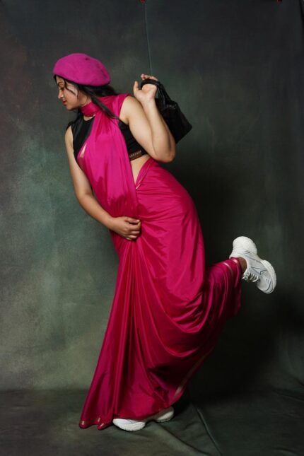 Blush Pink Crepe Silk Saree